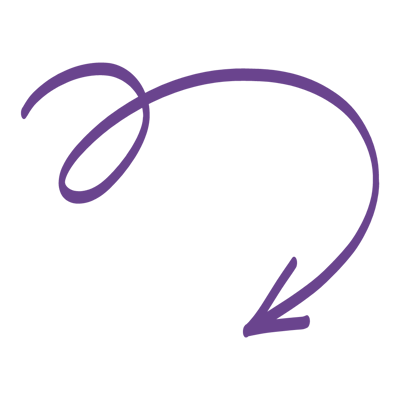 Purple curved arrow forming a loop with a pointed end.