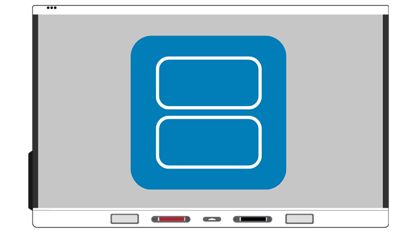 Visual representation on SMART board of split screen mode for creating engaging, active learning experiences