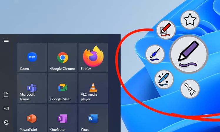 A close-up of a computer screen with a toolbar showcasing various inking tools, indicating the effortless digital inking capabilities.