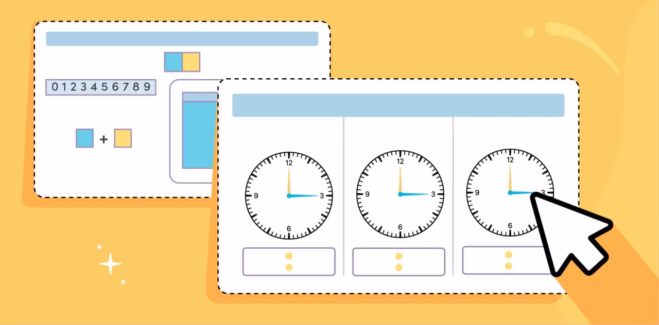 Interactive learning clocks in Lumio for engaging time-telling activities in the classroom.
