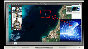  An image of a SMART interactive display in a government defense setting, showcasing the SMART Meeting Pro software.