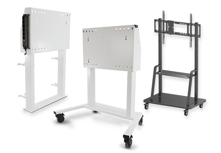 SMART Board mobile stands, designed for easy movement and adaptability in various environments.