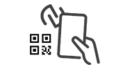 Icon representing NFC (Near Field Communication) and QR code technology for wireless connectivity and information sharing.