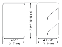 Width: 4 1/2" (11.7 cm); Height: 7 1/4" (18.45 cm); Depth: 4 11/16" (11.9 cm)