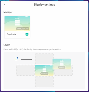 Beschriftung, die Konfigurationsoption „Layout“ des Display Center-Werkzeugs Option