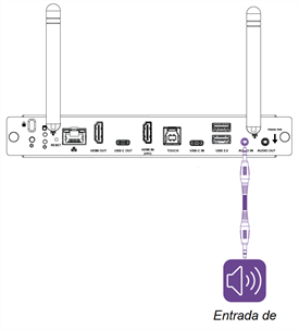 Conector de entrada de audio en el panel de conectores