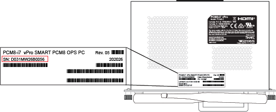 SMART OPS PC module (PCM8 series) serial number location