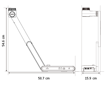 Dimensiones de una SMART Document Camera 650 configurada