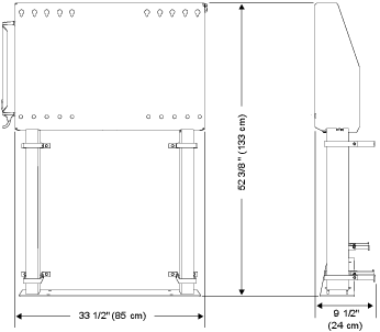 Width: 33 1/2" (85 cm); Height: 52 3/8" (133 cm); Depth: 9 1/2" (24 cm)