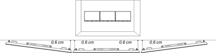 Wenn mehrere Displays nebeneinander montiert werden, lassen Sie 0,6 cm Platz zwischen den einzelnen Displays.