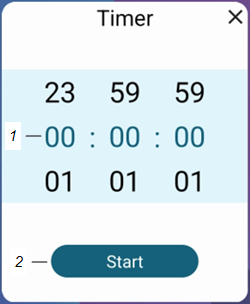Labels identifying the Timer widget's different interface elements