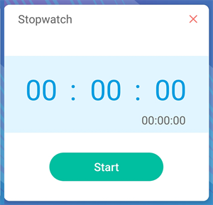 Beschriftungen, die die verschiedenen Elemente der Benutzeroberfläche des Stoppuhr-Widgets identifizieren