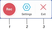 Labels identifying the Record widget's different interface elements