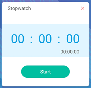 Labels identifying the Stop watch widget's different interface elements