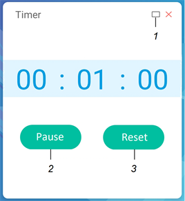 Labels identifying the Timer widget's different interface elements