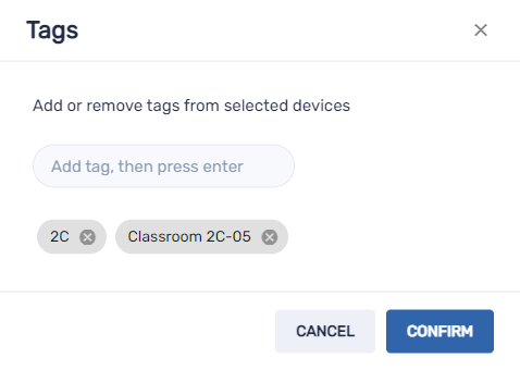 Example tags added to a device
