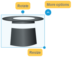 Rotate, resize, and view more options for an object.