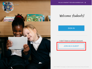Example of selecting the join as guest option
